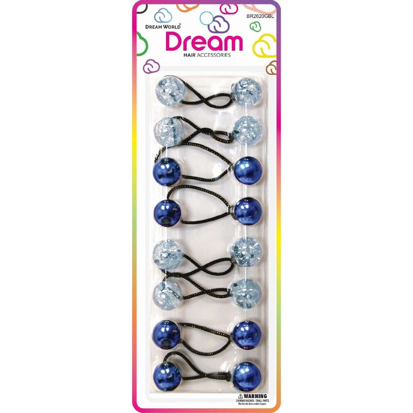 Chloe Ponytail 2620 Glitter Blue Assort 8 Pieces