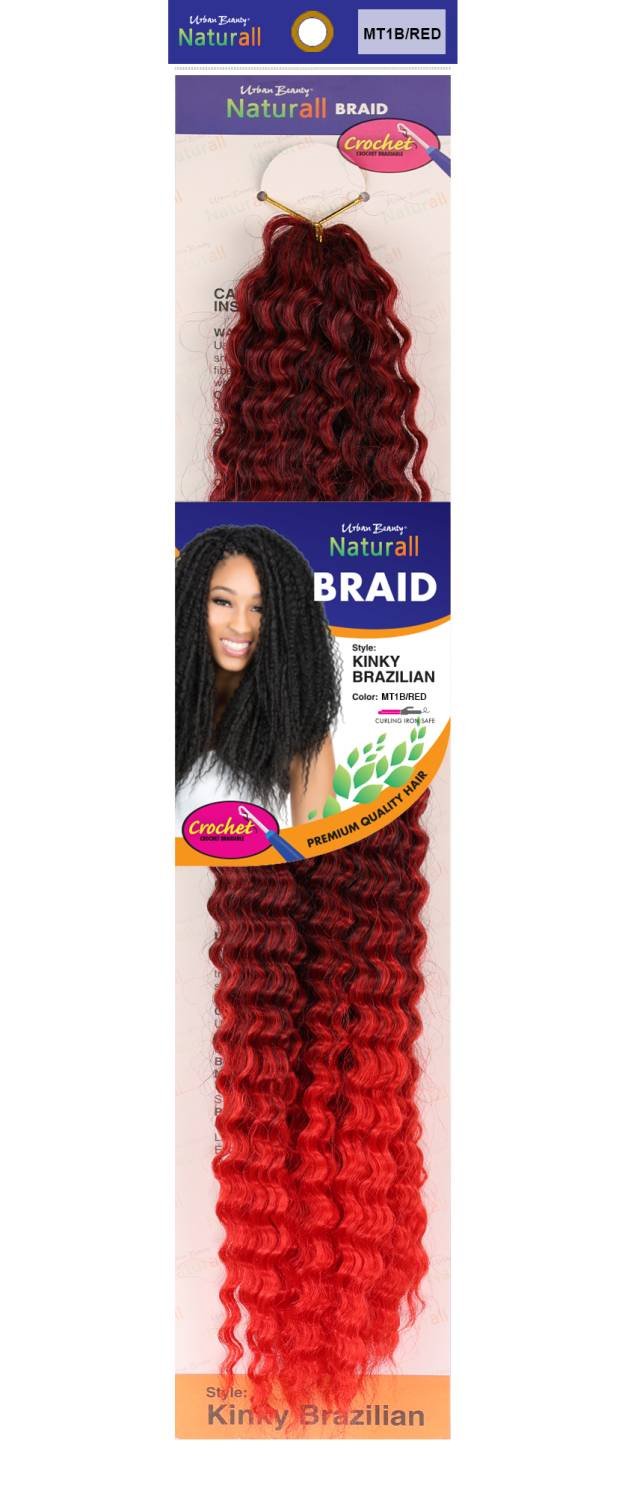 SYNTHETIC NATURALL CROCHET BRAID  KINKY BRAZIL COLOR-MT1B/RED