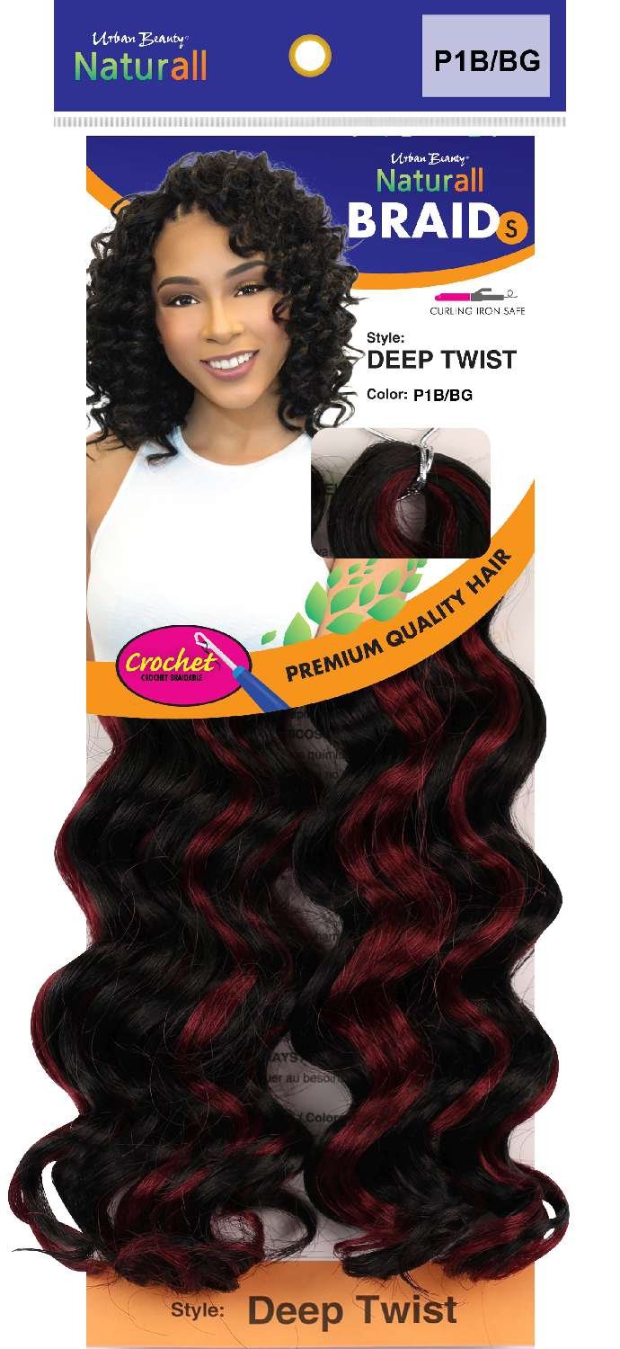 SYNTHETIC NATURALL SHORT CRECHET BRAID DEEP TWIST-P1B/BURGUNDY