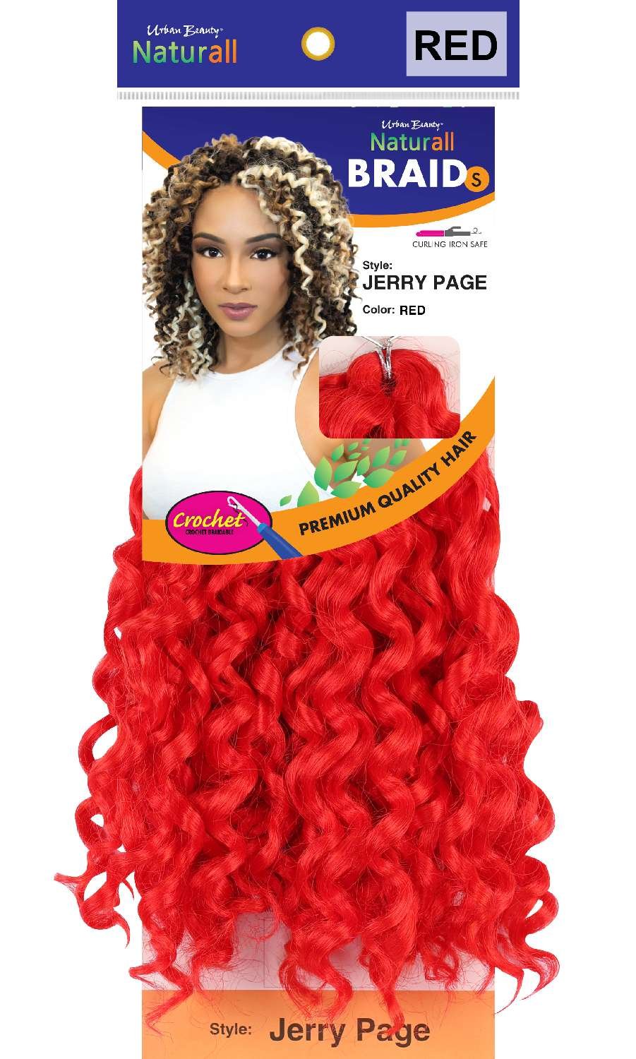 SYNTHETIC NATURALL SHORT CRECHET BRAID JERRY PAGE-#RED